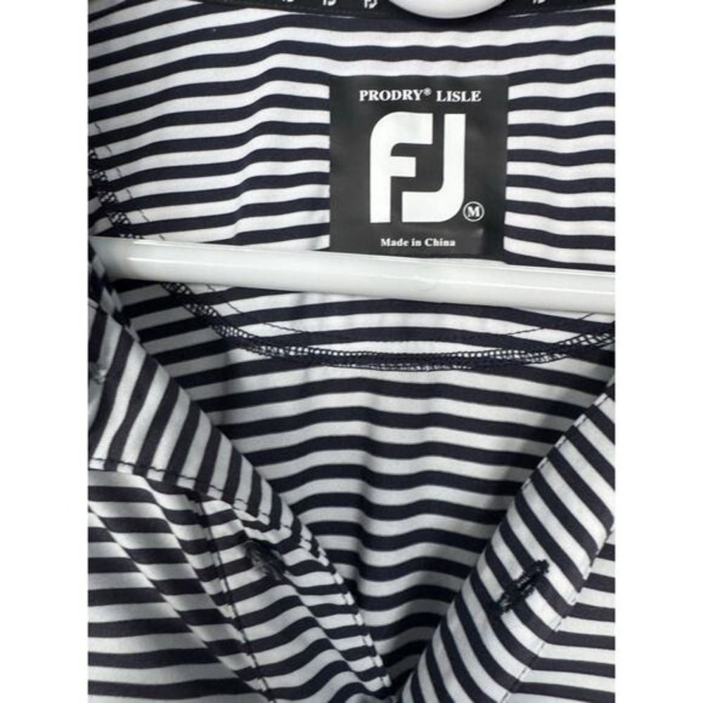 FootJoy (FJ) Golf Polo Mens Podry Lisle Navy/White performance Med Runs Larger